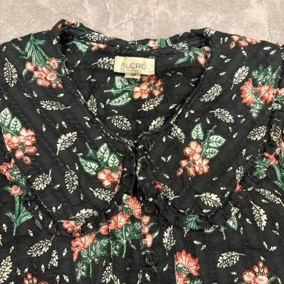 PILCRO Anthropologie The Kiera Collared Floral‎ Button Down Blouse Size XSP - Picture 6 of 14